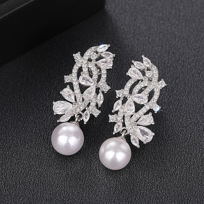 ZER31 - Geometric Faux Pearl Earrings