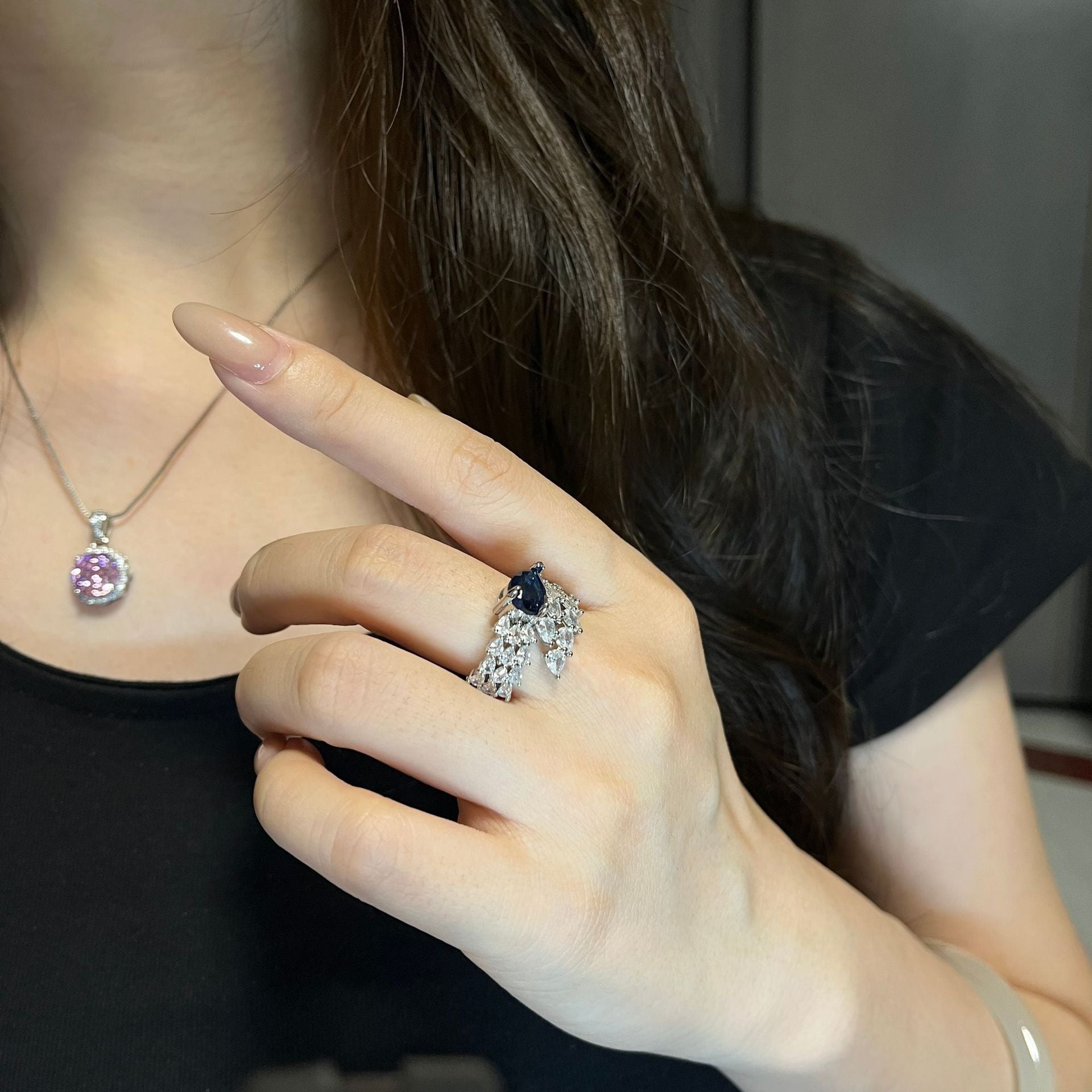 Princess-Shaped Teardrop Ring - Adjustable