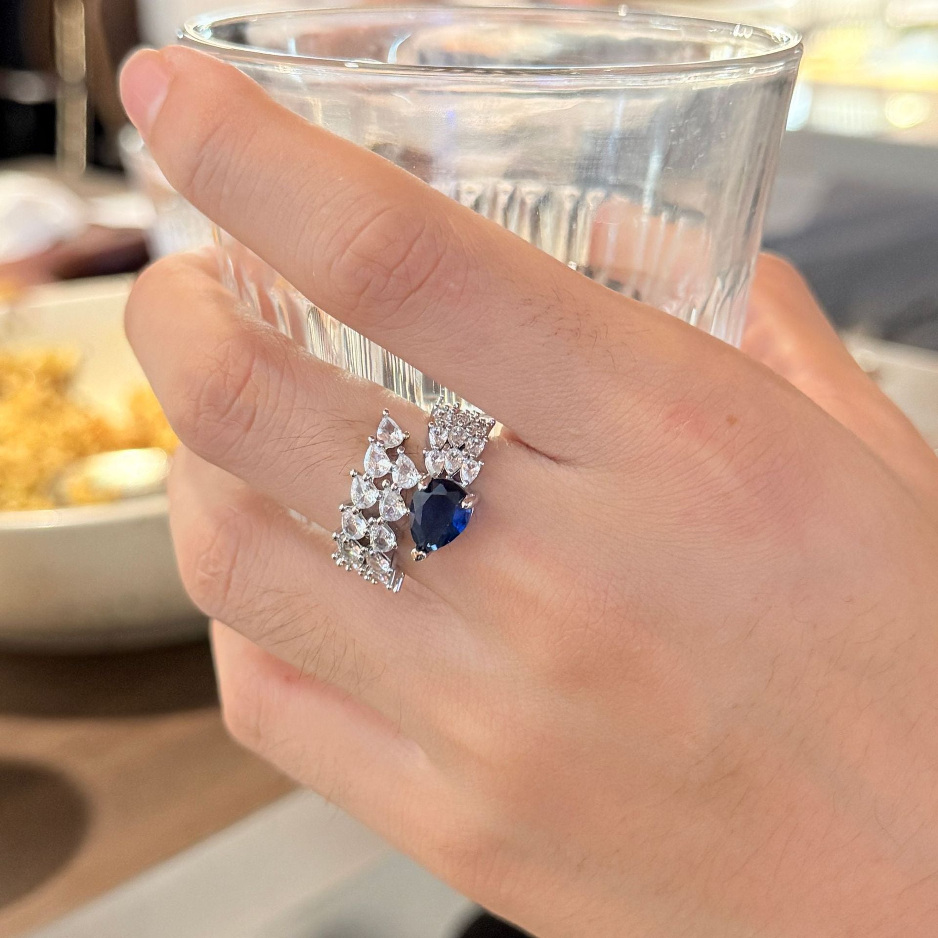 Princess-Shaped Teardrop Ring - Adjustable