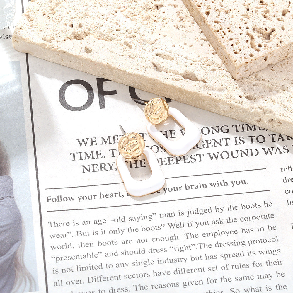 Geometric Metal Oil Drop Earrings