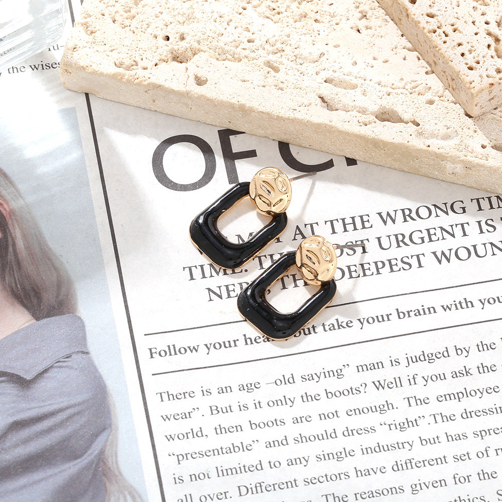 Geometric Metal Oil Drop Earrings