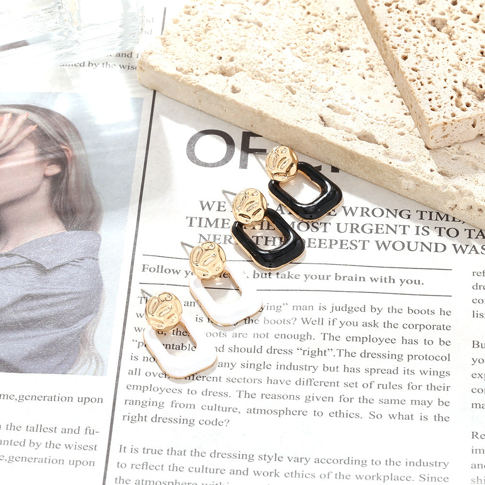 Geometric Metal Oil Drop Earrings