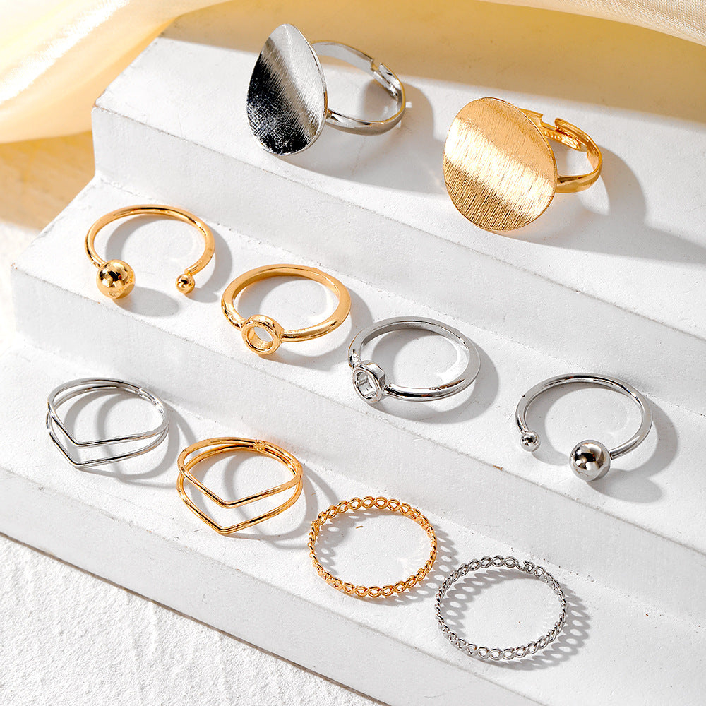 Geometric Round Ring 5-Piece Set