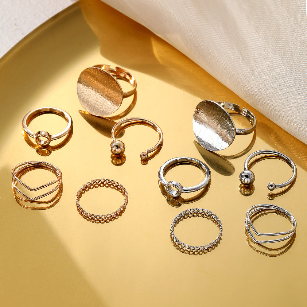 Geometric Round Ring 5-Piece Set