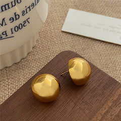 Glossy C- Shaped Ball Earrings