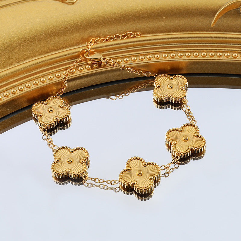 Gold Clover Chain Bracelet | Zi Collection Hub