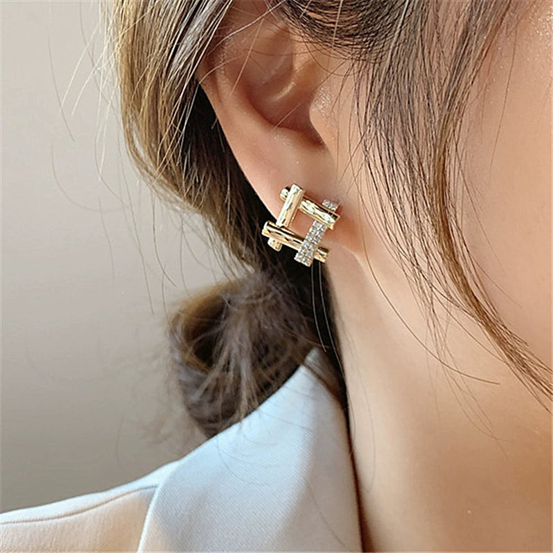 Gold Geometric Stud Earrings