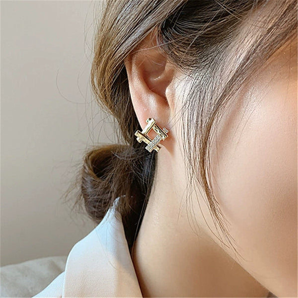 Gold Geometric Stud Earrings