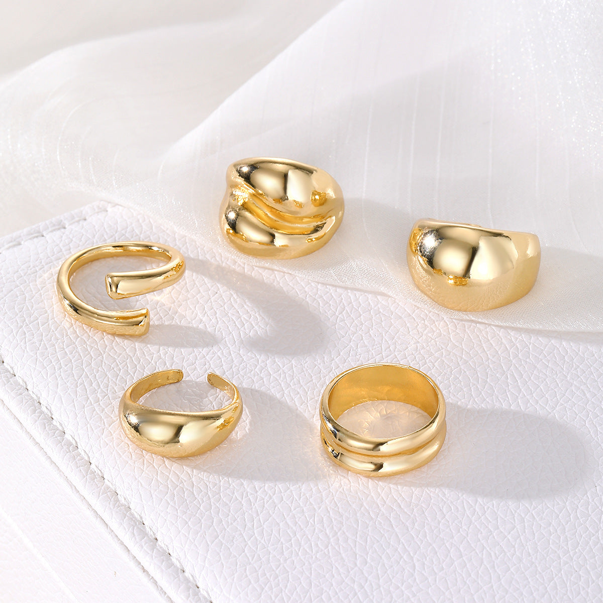 Golden Essence Chunky Ring Set