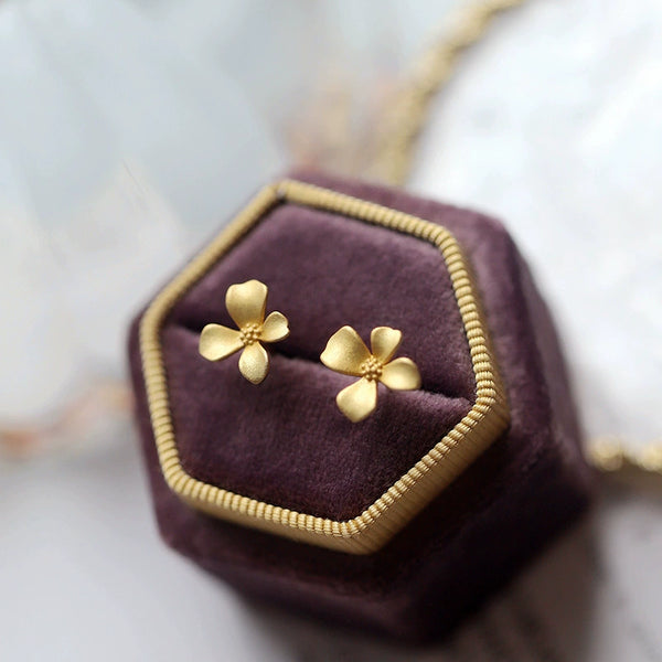 Golden Floral Stud Earrings