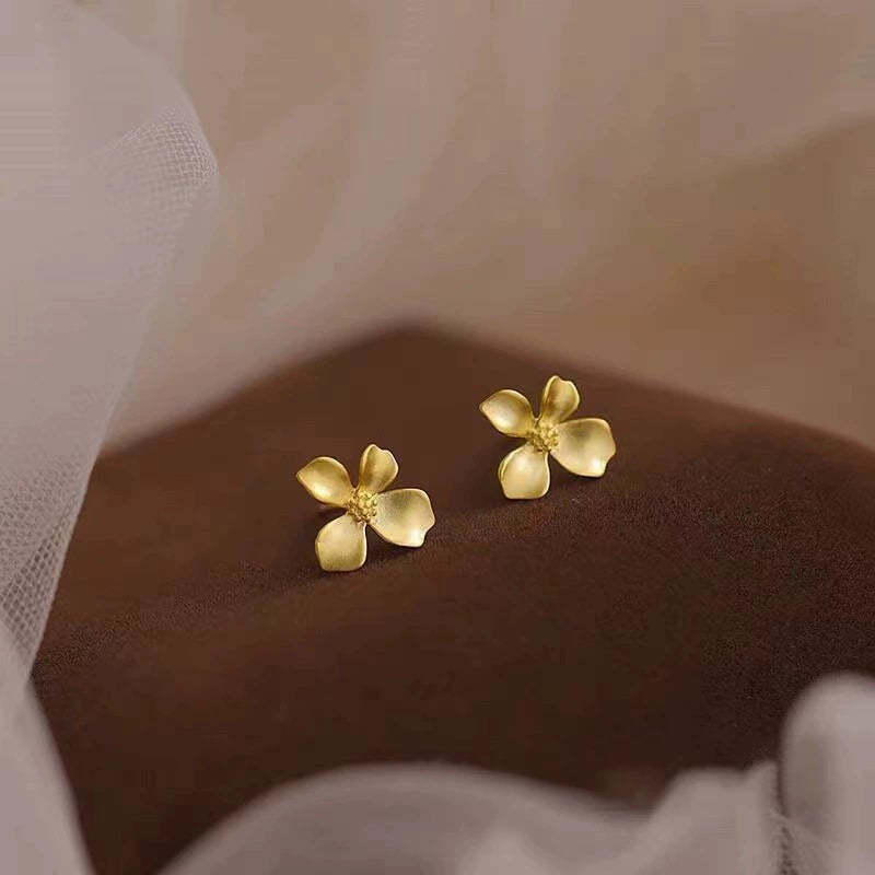 Golden Floral Stud Earrings