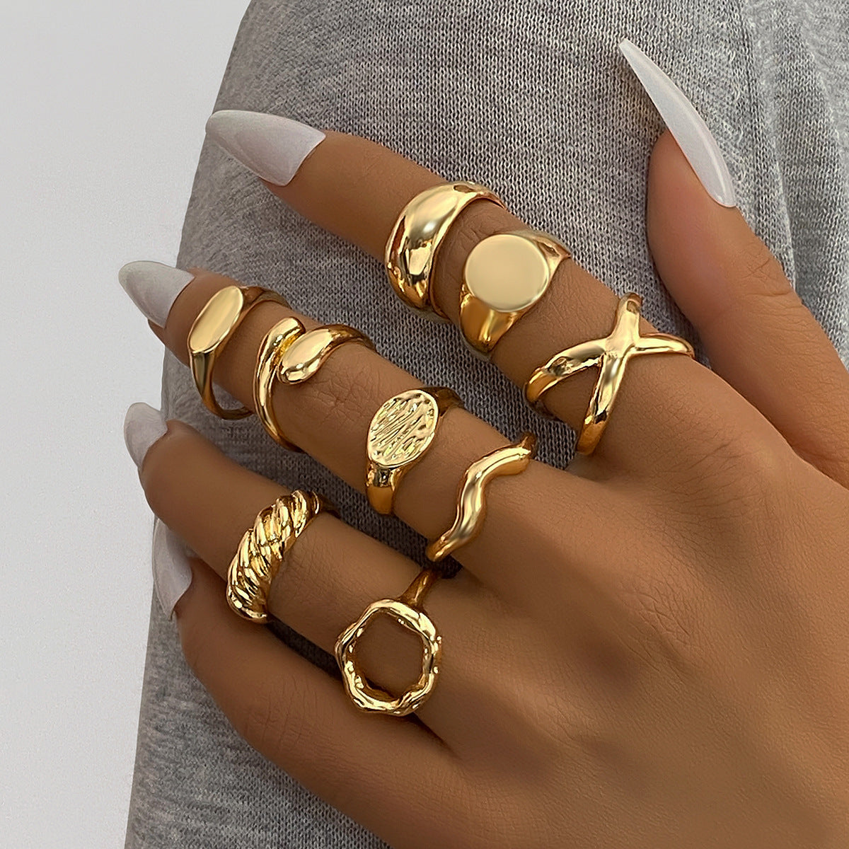 Golden Glow Bold Ring Set