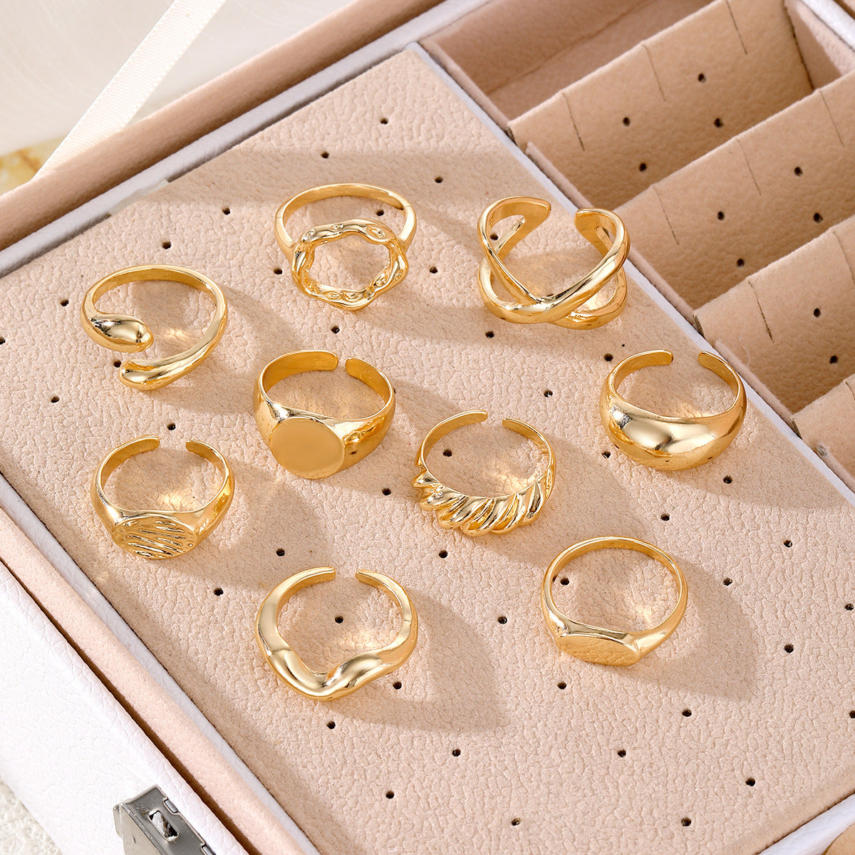 Golden Glow Bold Ring Set