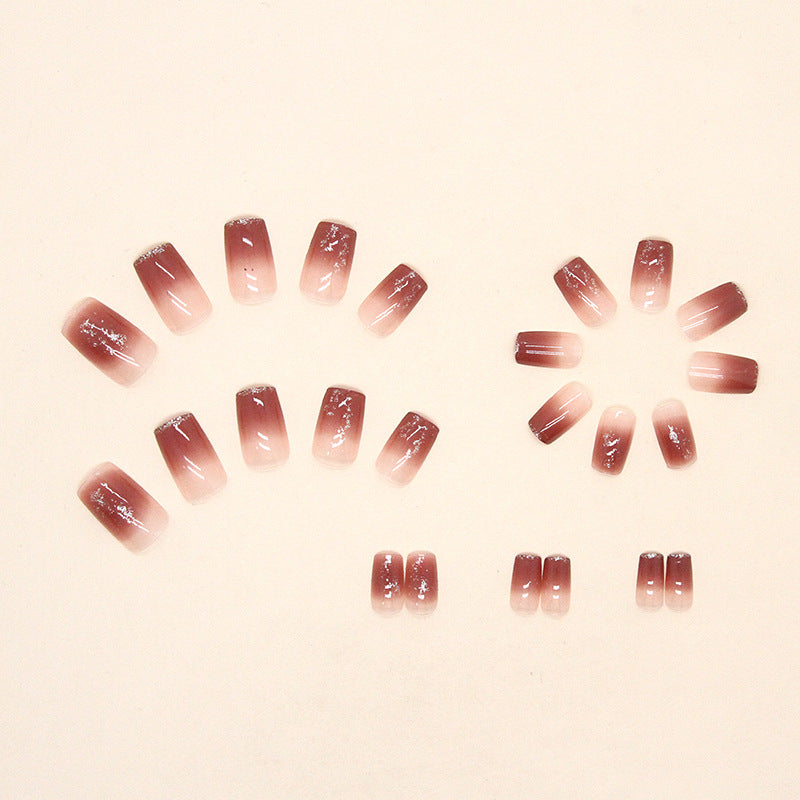Gradient Fine Glitter Fake Nails - 24Pcs