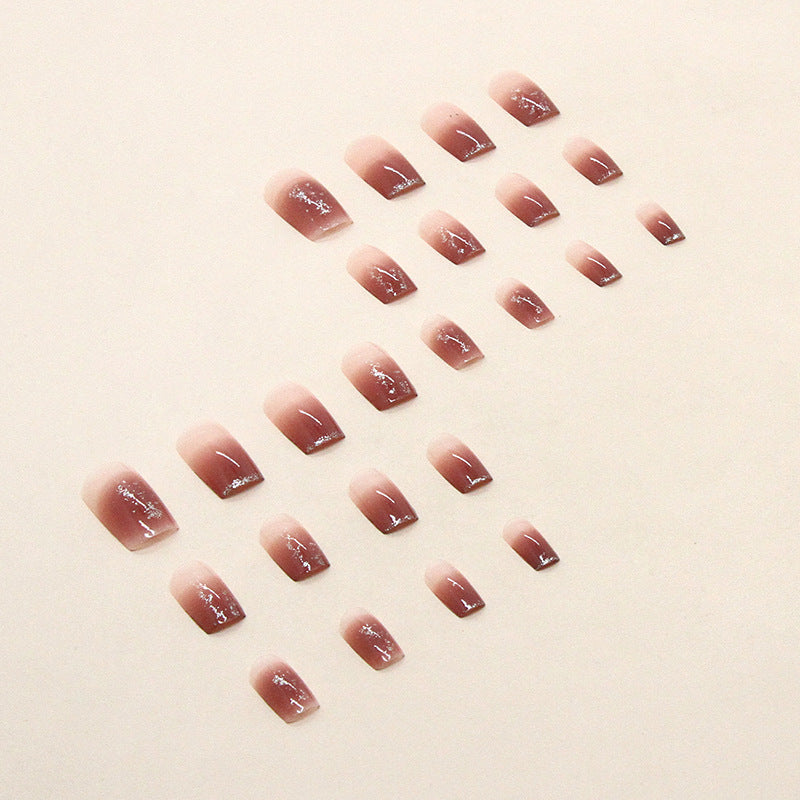 Gradient Fine Glitter Fake Nails - 24Pcs