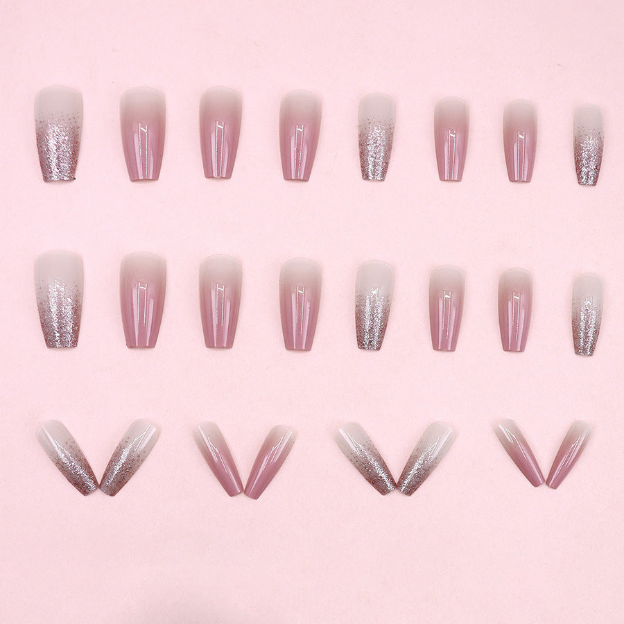 Gradient Glitter Fake Nails - 24Pcs