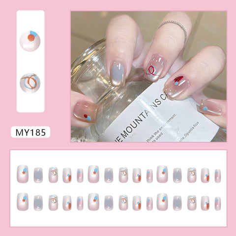 Graffiti Cat's Eye Fake Nails - 24Pcs