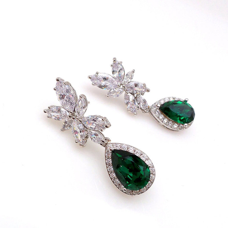 ZER13 - Green CZ Dangle Earrings