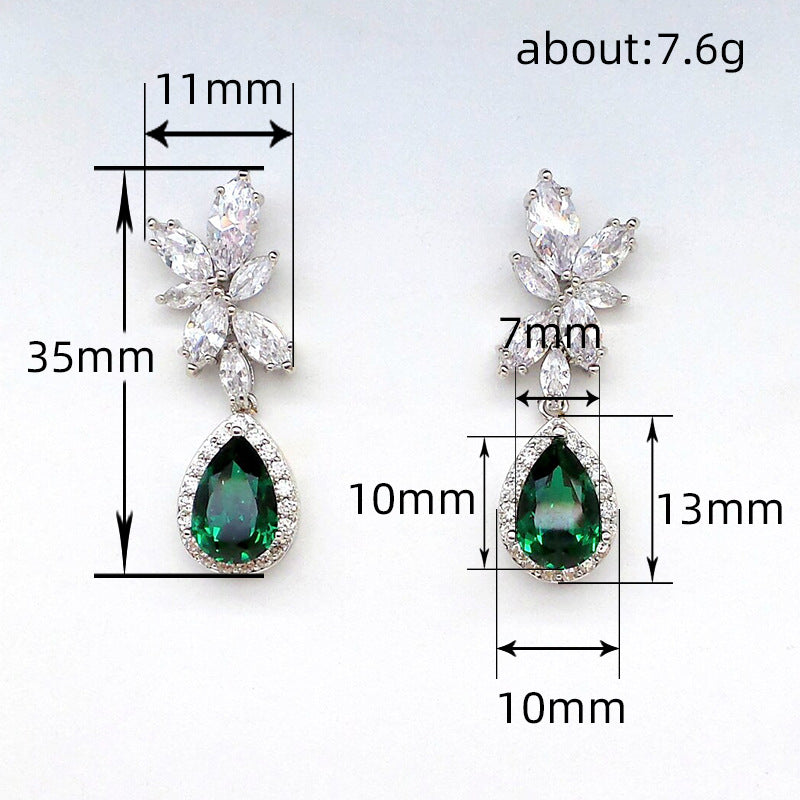 ZER13 - Green CZ Dangle Earrings