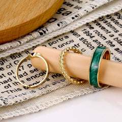 Green Three-Piece Ring Set