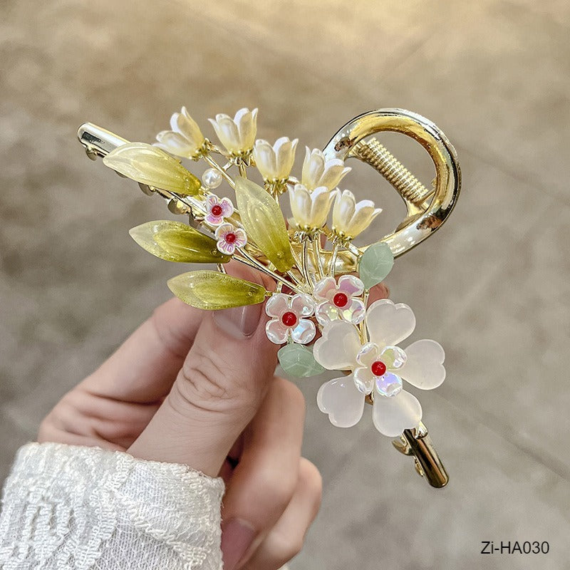 Wind Bell Orchid Flower Pearl Large Clip - Zi Collection Hub