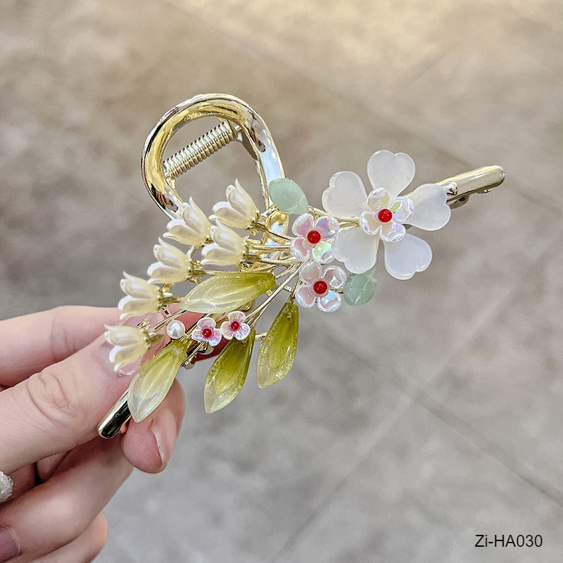 Wind Bell Orchid Flower Pearl Large Clip - Zi Collection Hub