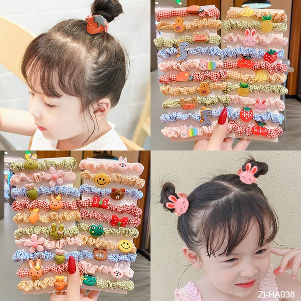 Child Cute Lattice Scrunchies Hair Ties Cartoon Animals Elastic Hair Bands for Girls