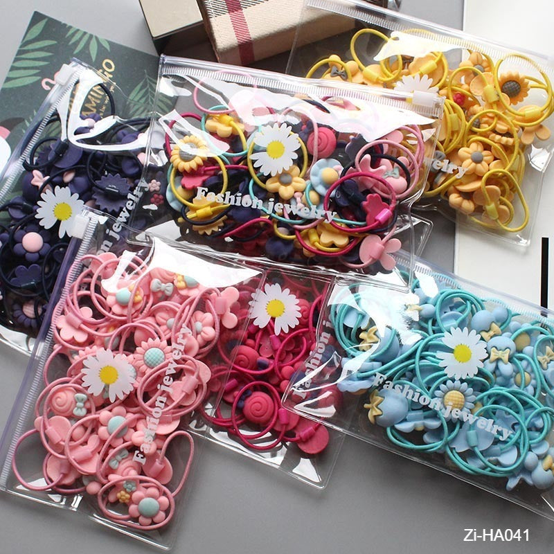 20pcs Children's Flower Cartoons Rubber Band