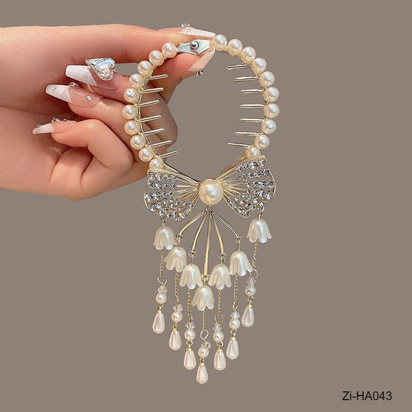 Bowknot Tassel Hair Claw Girls Elegant Crystal Hair Clip