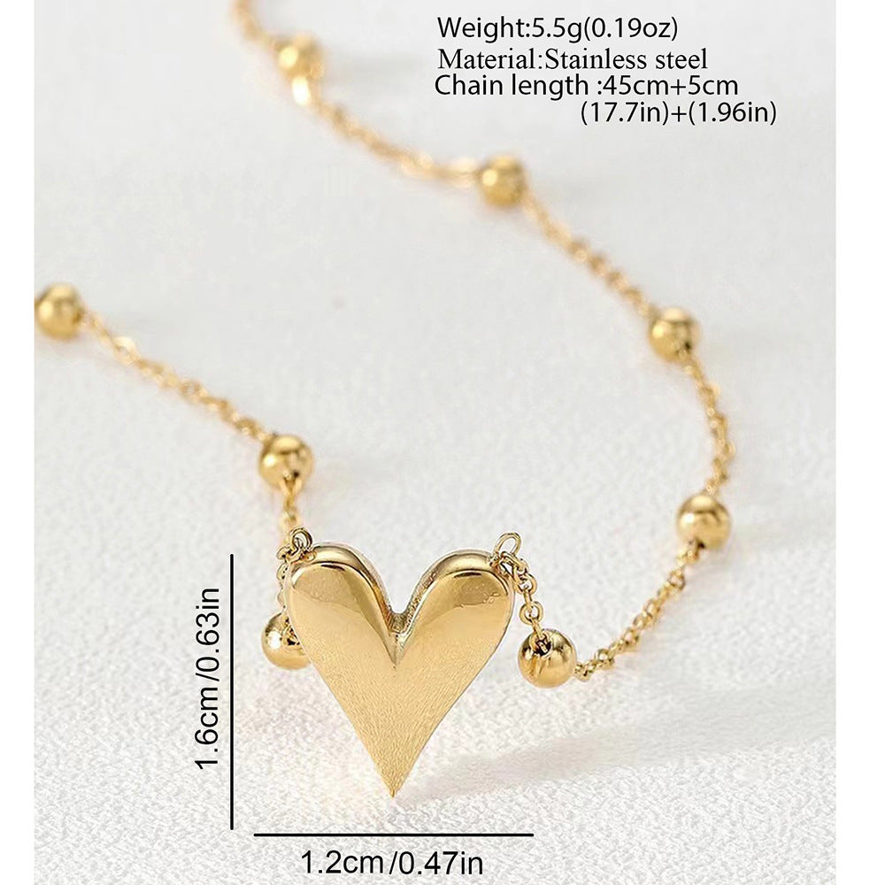 SNKL04 - Heart Beaded Stainless Steel Necklace