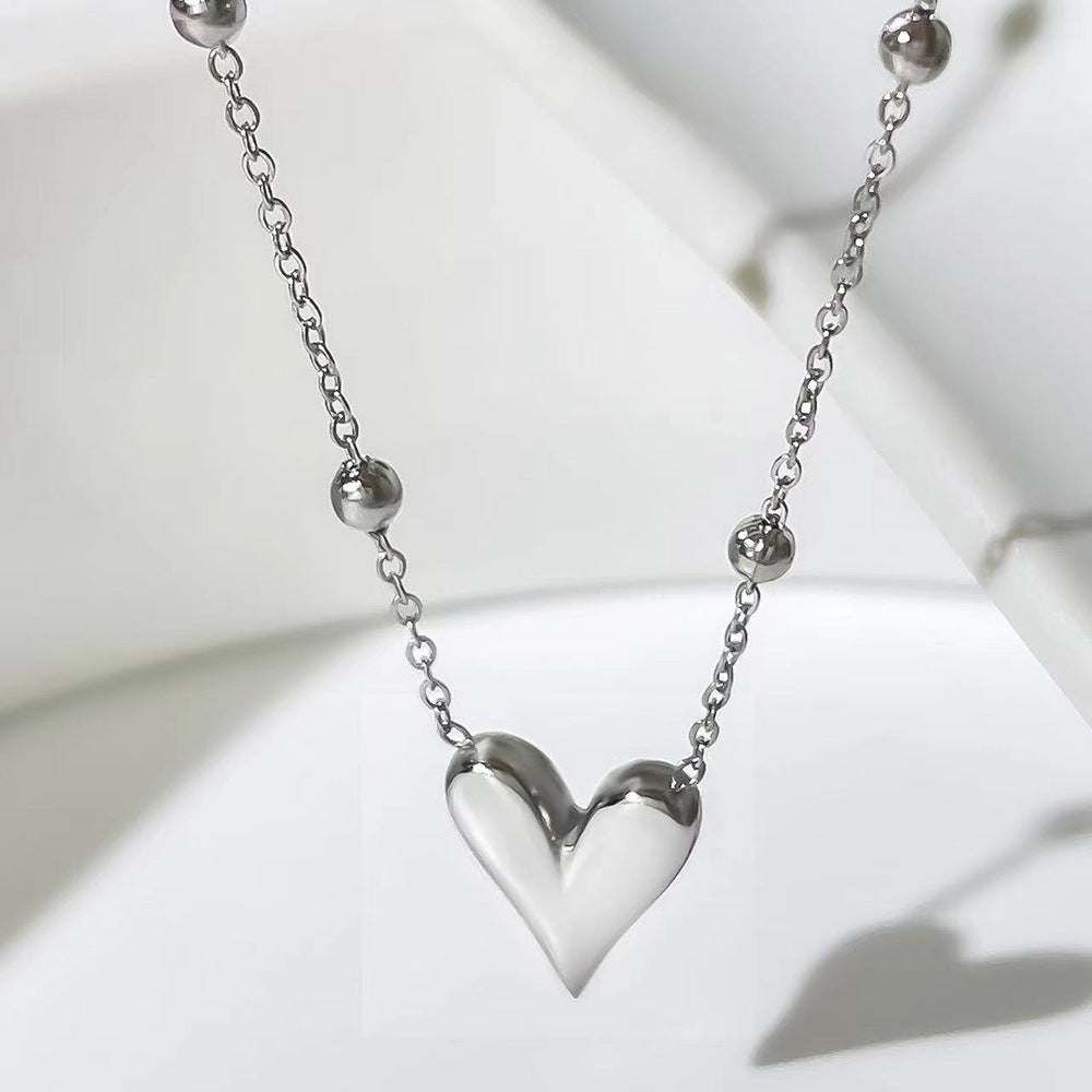 SNKL04 - Heart Beaded Stainless Steel Necklace
