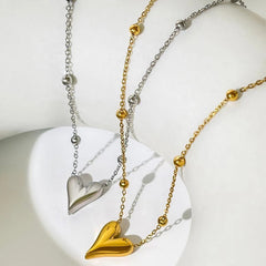 SNKL04 - Heart Beaded Stainless Steel Necklace