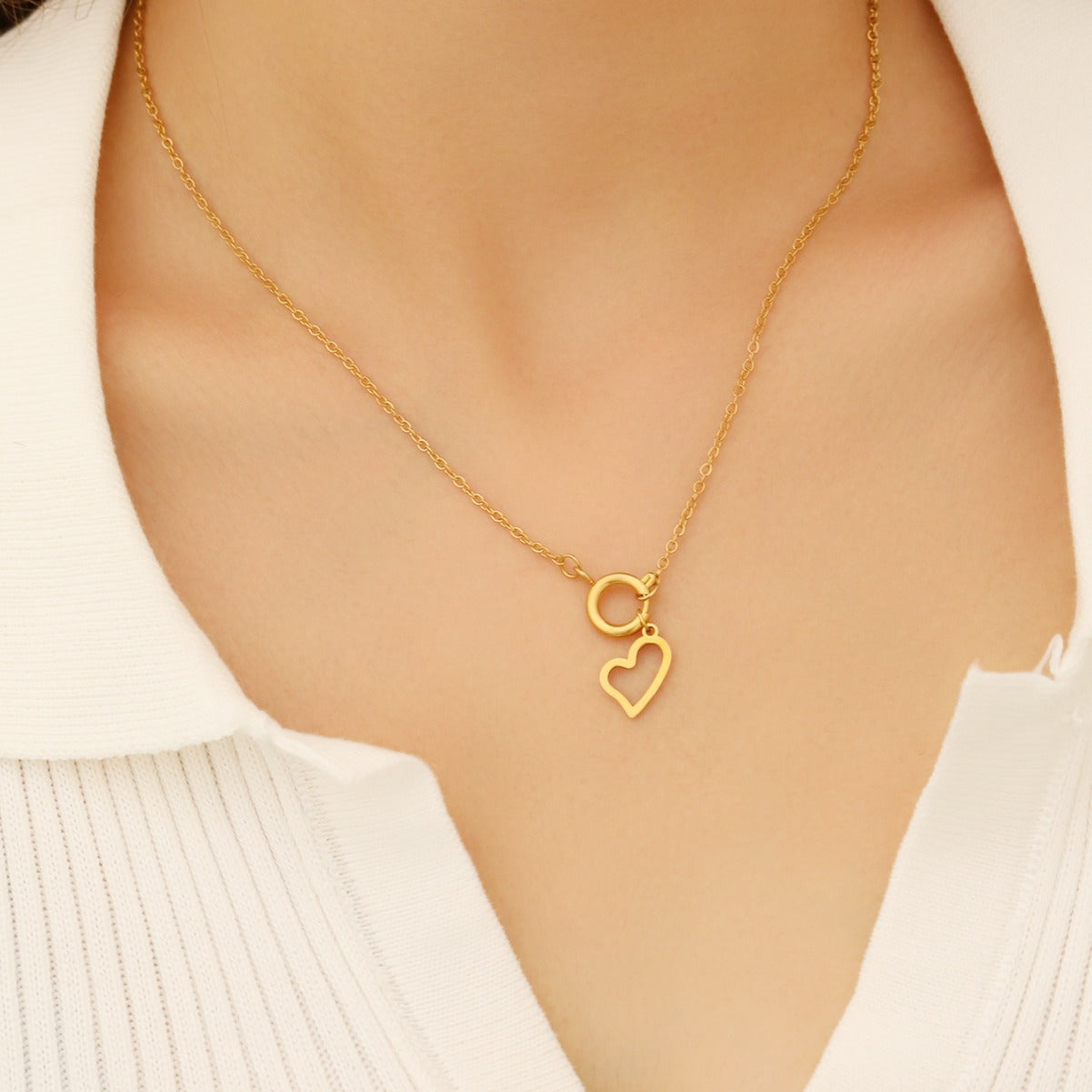 SNKL03 - Heart Pendant Stainless Steel Necklace