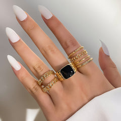 Hip-Hop Cold Wind Ring 7-Piece Set