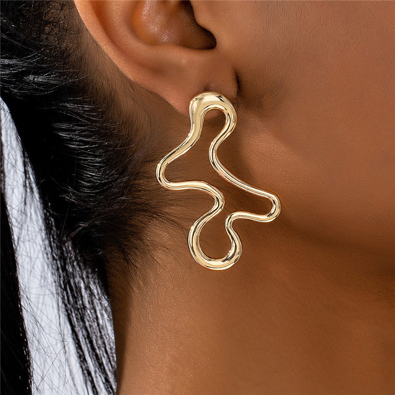 Hollow Geometry Metal Stud Earrings