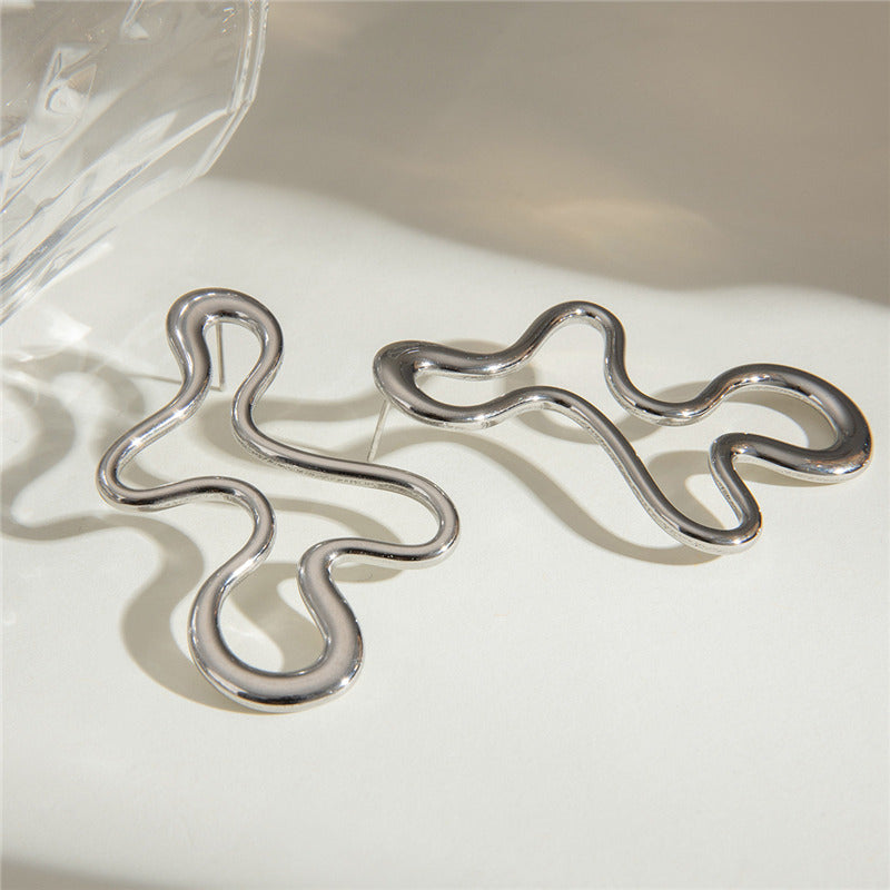 Hollow Geometry Metal Stud Earrings