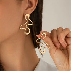 Hollow Geometry Metal Stud Earrings