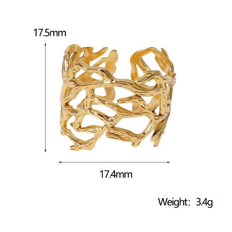 SRNG-47 - Hollow Wide Stainless Steel Ring - Adjustable