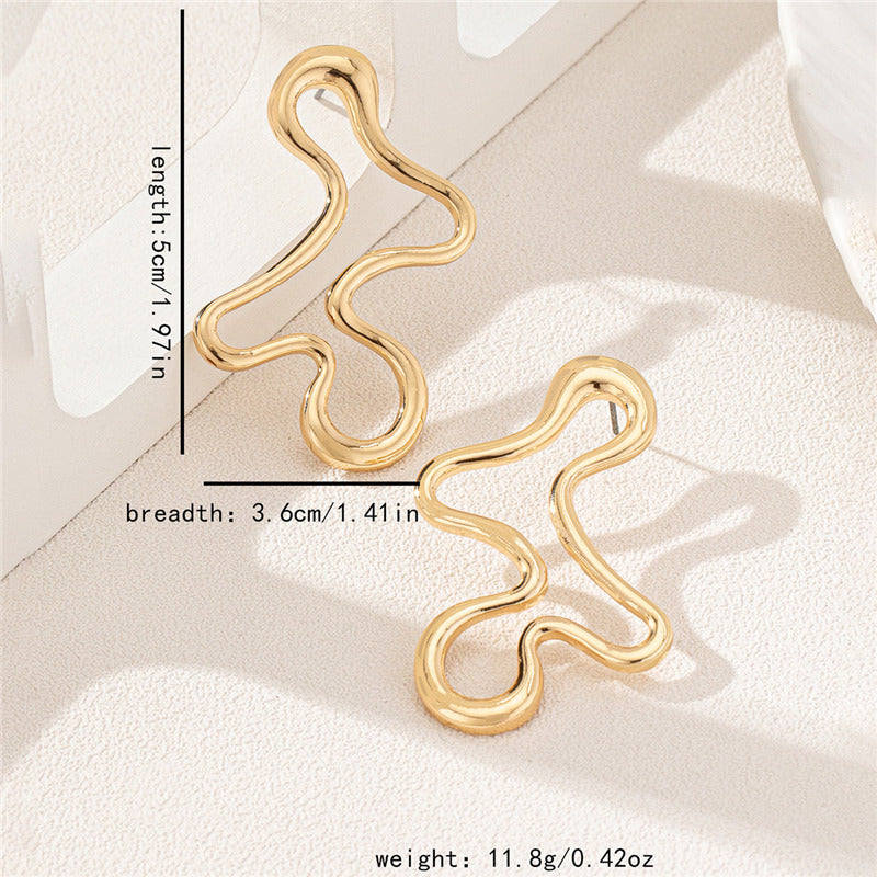 Hollow Geometry Metal Stud Earrings