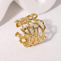 SRNG-47 - Hollow Wide Stainless Steel Ring - Adjustable