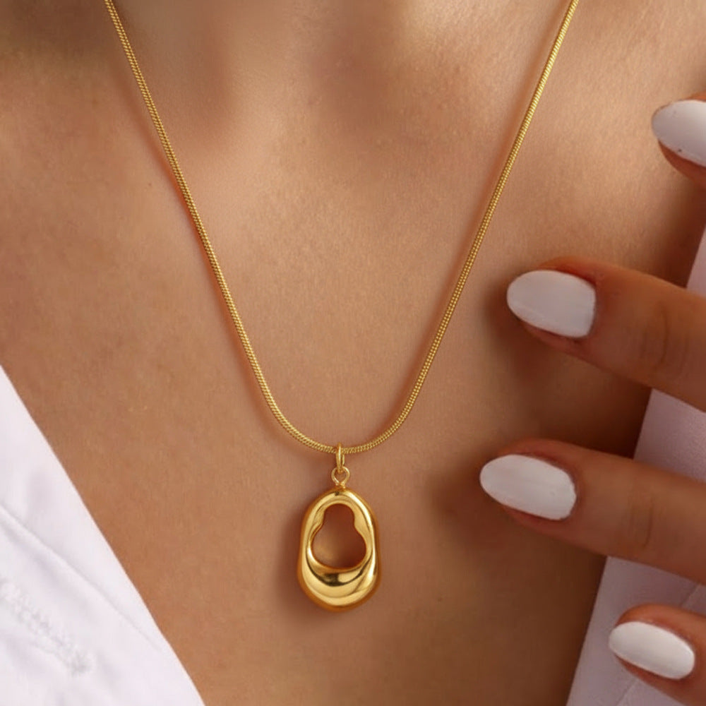SNKL01 - Hollowed-out Teardrop Stainless Steel Necklace