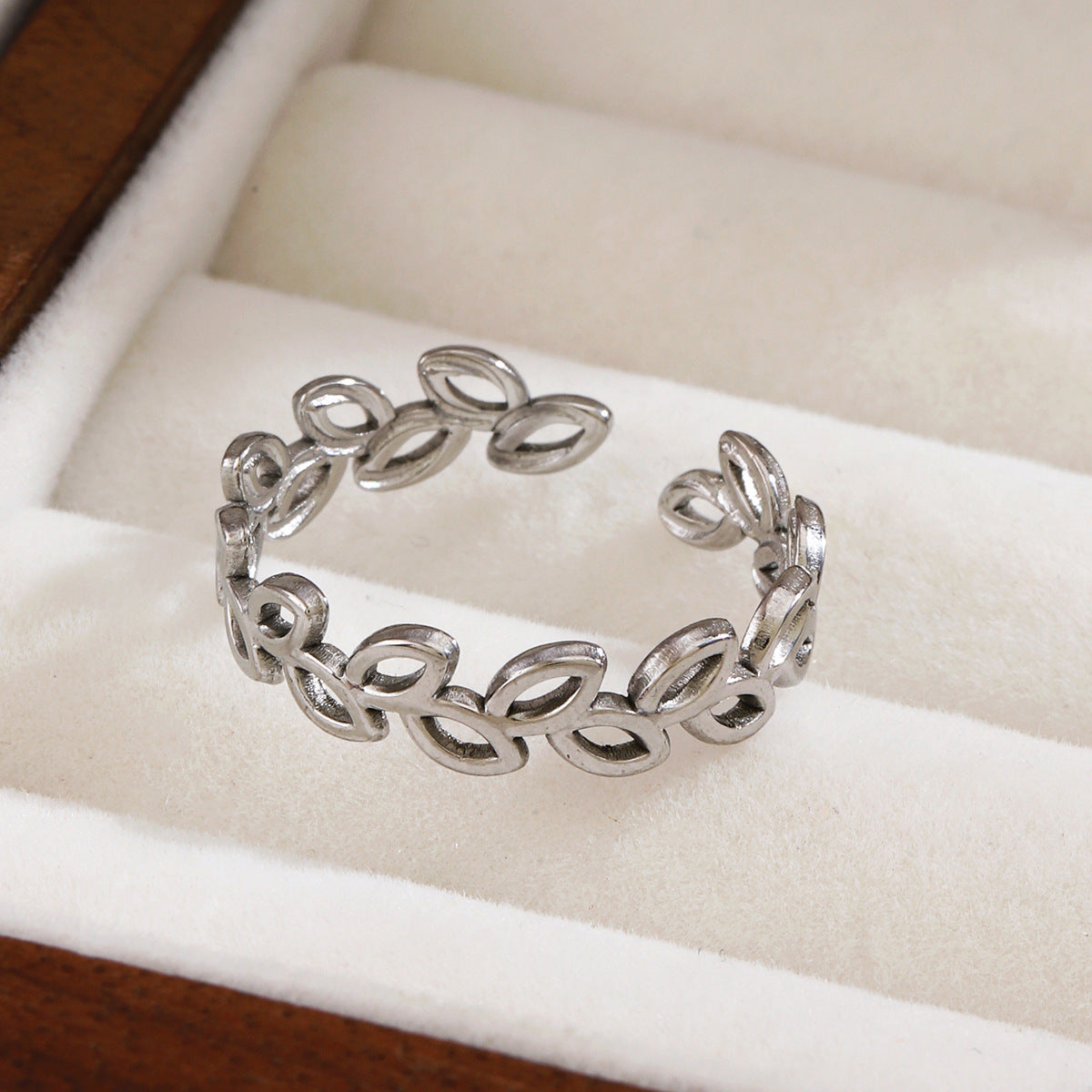 SRNG-36 - Hollowed Out Lines Stainless Steel Ring - Adjustable