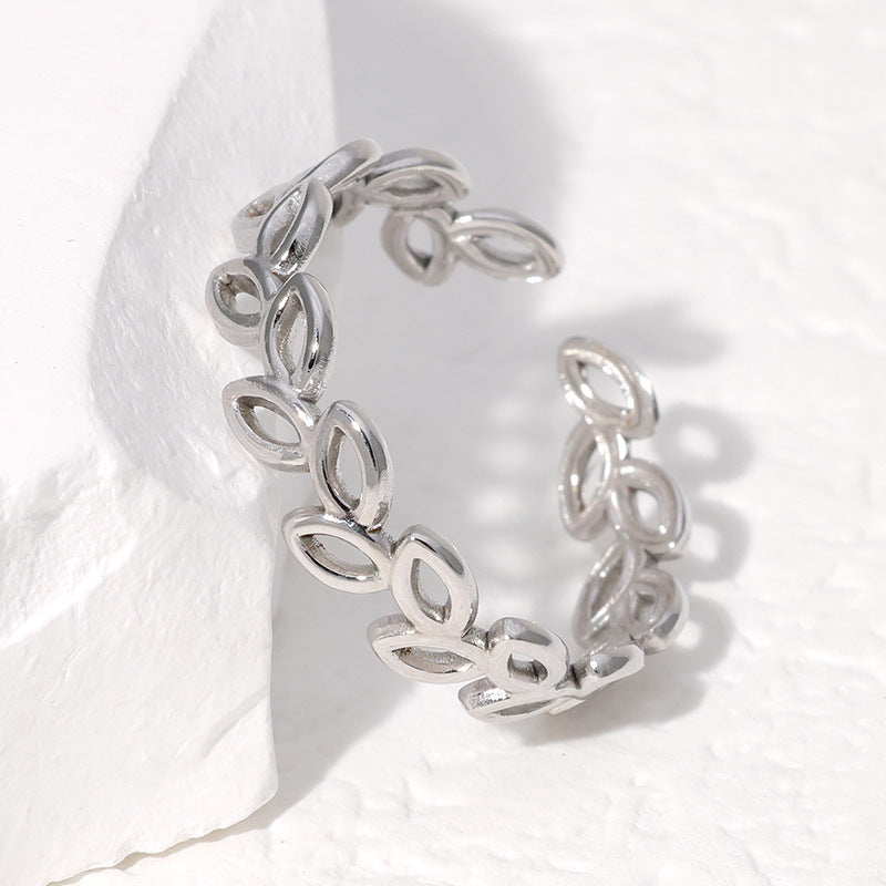 SRNG-36 - Hollowed Out Lines Stainless Steel Ring - Adjustable