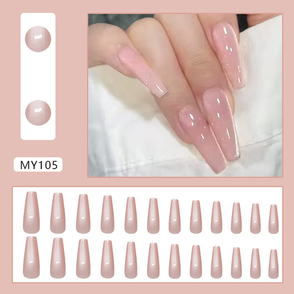 Ice-Clear and Moist Cat-Eye Fake Nails - 24Pcs