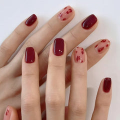 Ice Red Fake Nails - 24Pcs