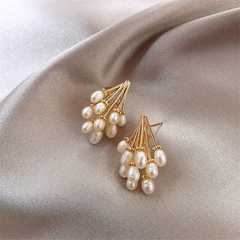 Imitation Pearl Grape Stud Earrings