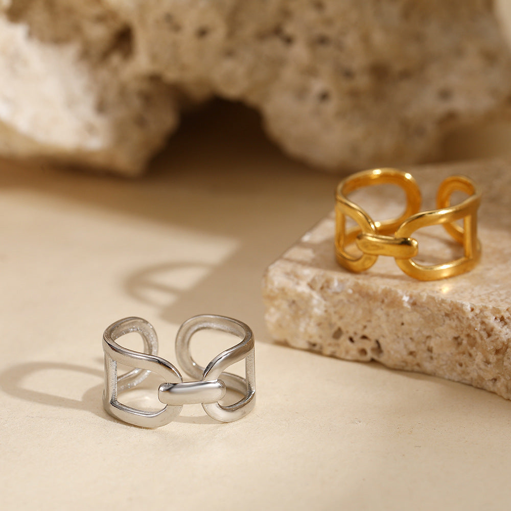 SRNG-23 - Interlocking Stainless Steel Ring - Adjustable