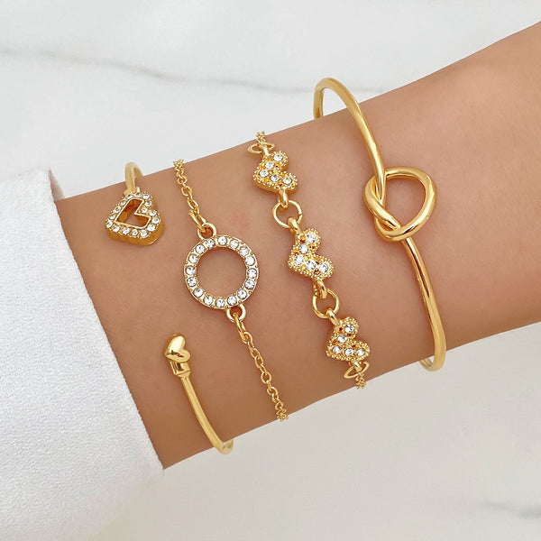 Knotted Open Bracelet 4-Piece Set