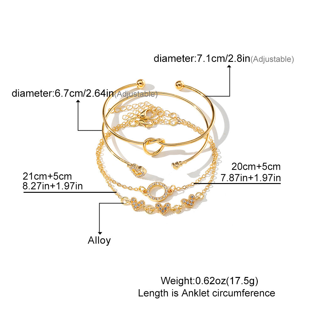 Knotted Open Bracelet 4-Piece Set