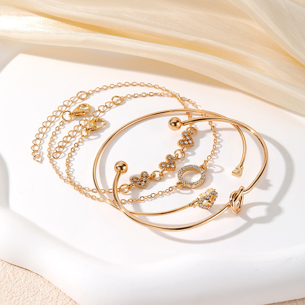 Knotted Open Bracelet 4-Piece Set